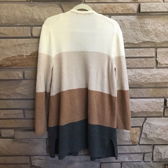Madewell KENT COLORBLOCK CARDIGAN IN ANTIQUE CREAM Tan Medium Alpaca Wool - Picture 3 of 14